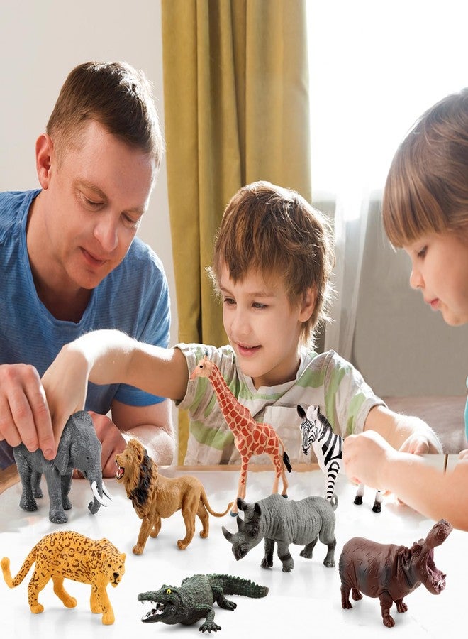 Lemicin 8PCS Large Solid Safari Animals Figures Toys Realistic Jungle Wild Animal Figurines African Wildlife with Giraffe Lion for Kids Boys Girls Toddlers 3-5 Years Old Birthday Gift Party Favors - Image 4